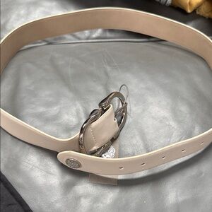 Vince Camuto Cream Belt with Silver Buckle